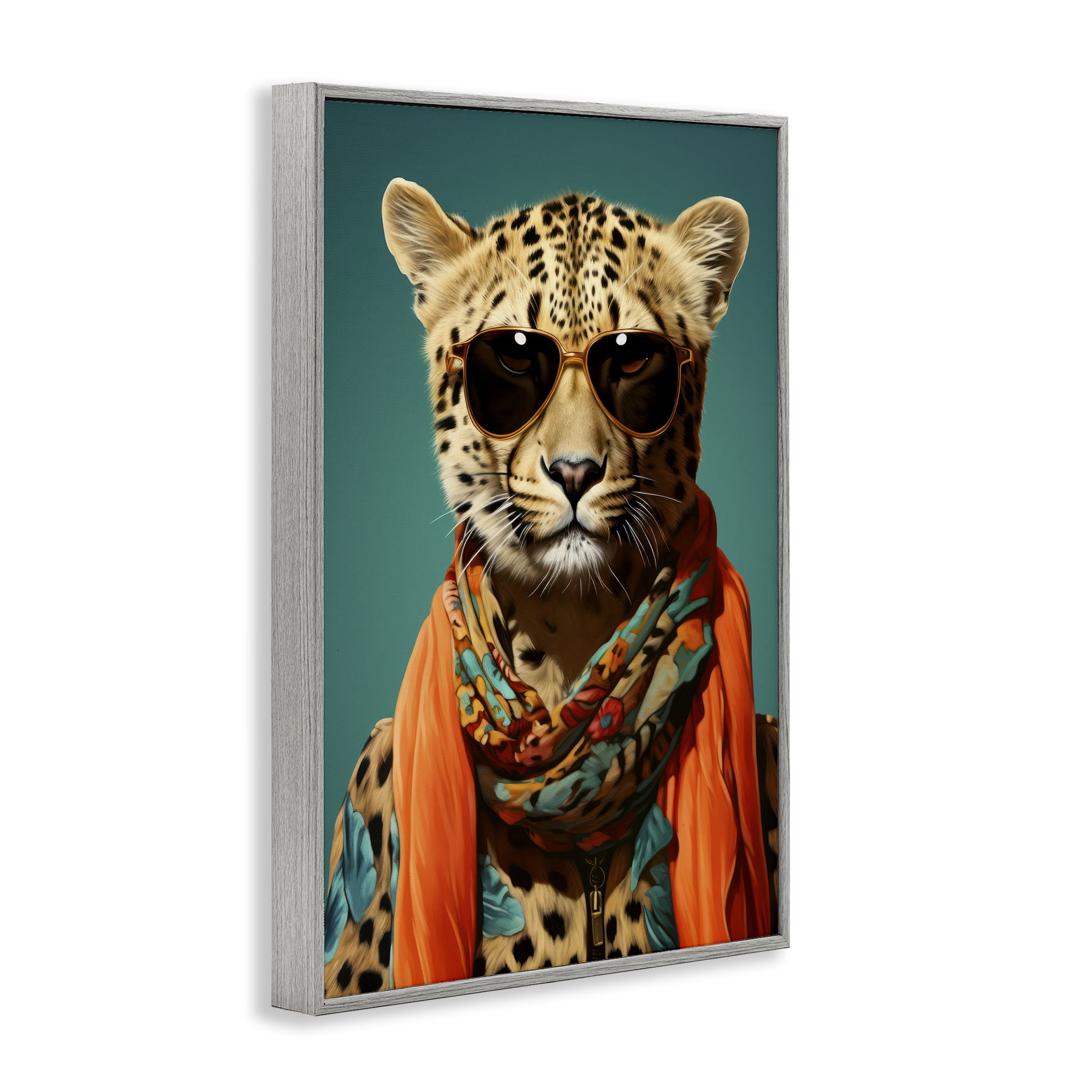 Stupell Industries Safari Glamour Leopard Gray Framed Giclee Art, design by Andrea Haase
