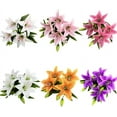 thumbnail image 6 of 6 Pack Artificial Lily Flowers Real Touch Fake Lilies Flowers for Home Wedding Bouquets Home Hotel Party Decor Graves Arrangement, 6 of 6