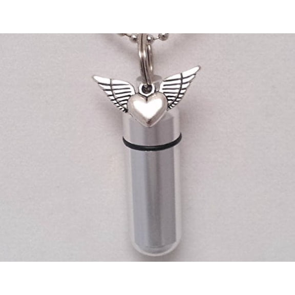 Winged Heart Anointing Oil or Holy Water Holder with Engraved Heart - With Velvet Pouch and Pipette