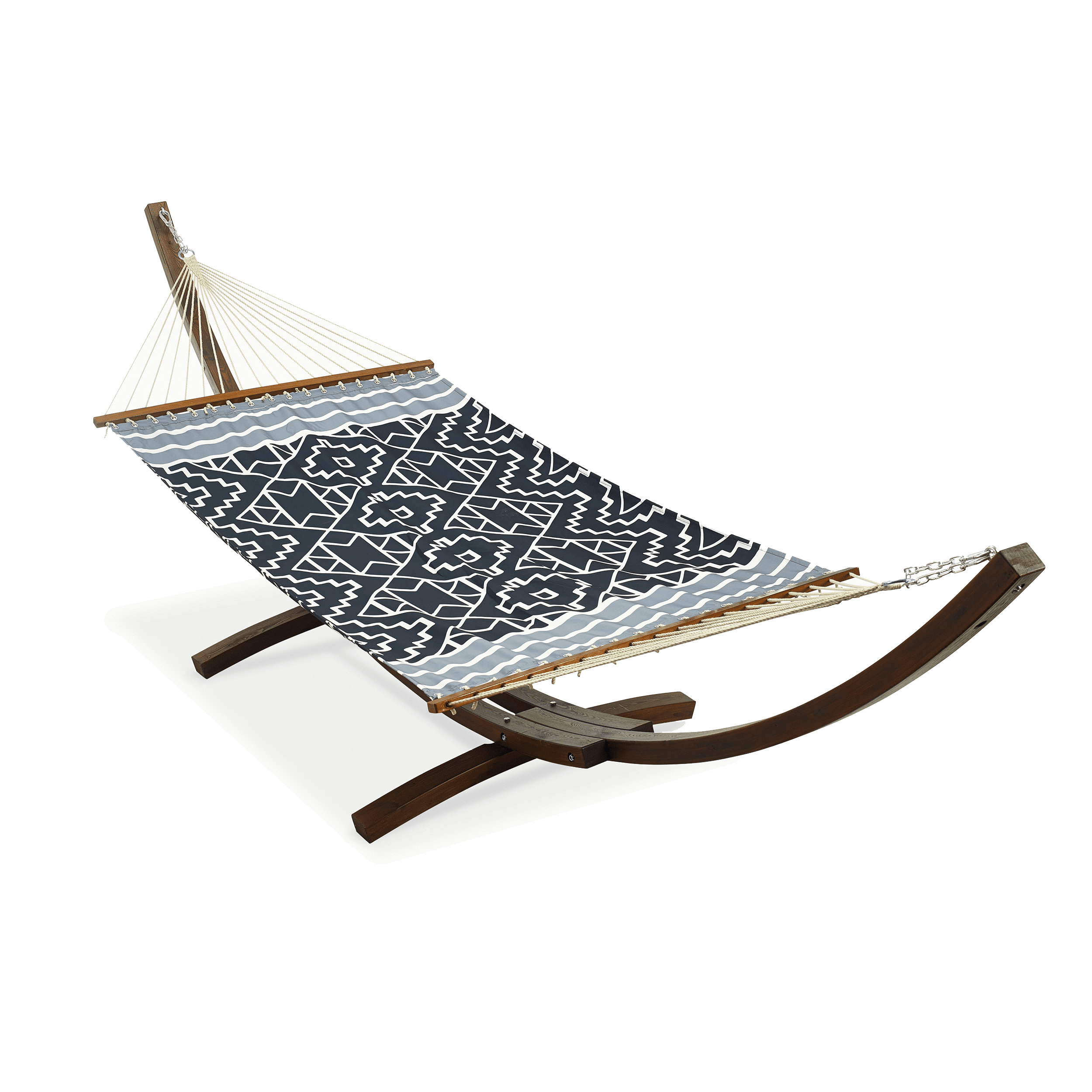 Fab Habitat Tribal Recycled Polyester Hammock - Kilimanjaro - Black - Indoor/Outdoor, Quick Dry, 2 Person 460 lbs Capacity - Patio, Poolside, Backyard, Garden, Beach, Balcony - 12-14 ft Adjustable