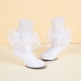 thumbnail image 6 of Qopobobo Toddler Girl Socks Girls Lace Ruffle Socks Double Frilly Dress Socks Toddler Turn Cuff Socks White,1-3 Years, 6 of 6