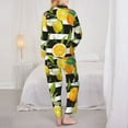 thumbnail image 5 of Junzan Orange And Lemon Print Womens Pajama Sets,Long Sleeve Button Down For Women Pjs 2 Piece, 5 of 9