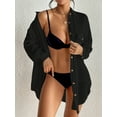 thumbnail image 5 of Busbseach Soft Women Swimwear Cover Up Black Button Down Beach Shirt Dress Beachwear, 5 of 7