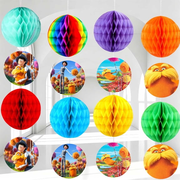 Party Decorations Loraxli Hanging Decor Honeycomb Swirls Lanterns Pompoms Supplies Fans