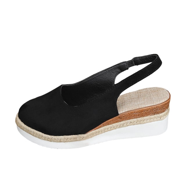 IUJSOY Wedges Sandals for Women Platform Espadrilles Slingback Closed-toe Clogs Summer Sandals