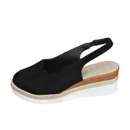 

Sandals Women Comfortable Casual Wedge Sandals Solid Color Wedge Sandals