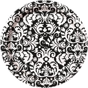 Plastic Black Damask Table Cover 84 X 54 Walmart Com Walmart Com