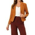 thumbnail image 1 of INSPIRE CHIC Women's Blazer Open Front Wear-to-Work Summer Crop Suit Jacket S Dark Orange-Solid, 1 of 6