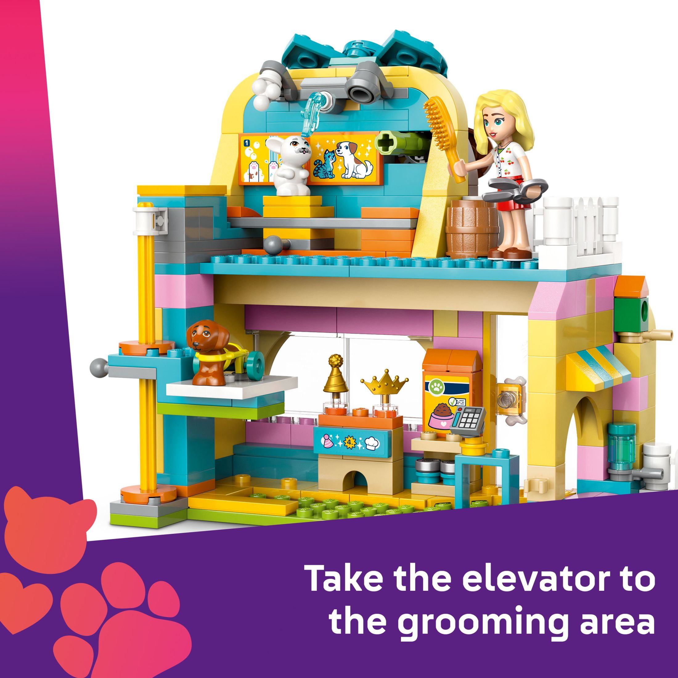 LEGO Friends Pet Accessories Shop Pretend Play Set - Building Toy for Kids, Girls and Boys, Ages 6+ - Gift for Kindergarten Graduation - with 3 Minidolls, Toy Dog, Cat, & Rabbit - 42650
