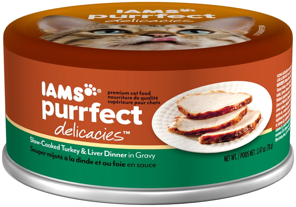 IAMS PURRFECT DELICACIES SlowCooked Turkey and Liver Dinner in Gravy