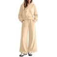 thumbnail image 2 of Women Hoodie Sets 2 Piece Outfits,Long sleeves Sweatshirts,High Waist Wide Leg Pants with Pockets,Solid Color Casual Sets,Fall Tracksuit,Spring Casual Outfits, 2 of 5