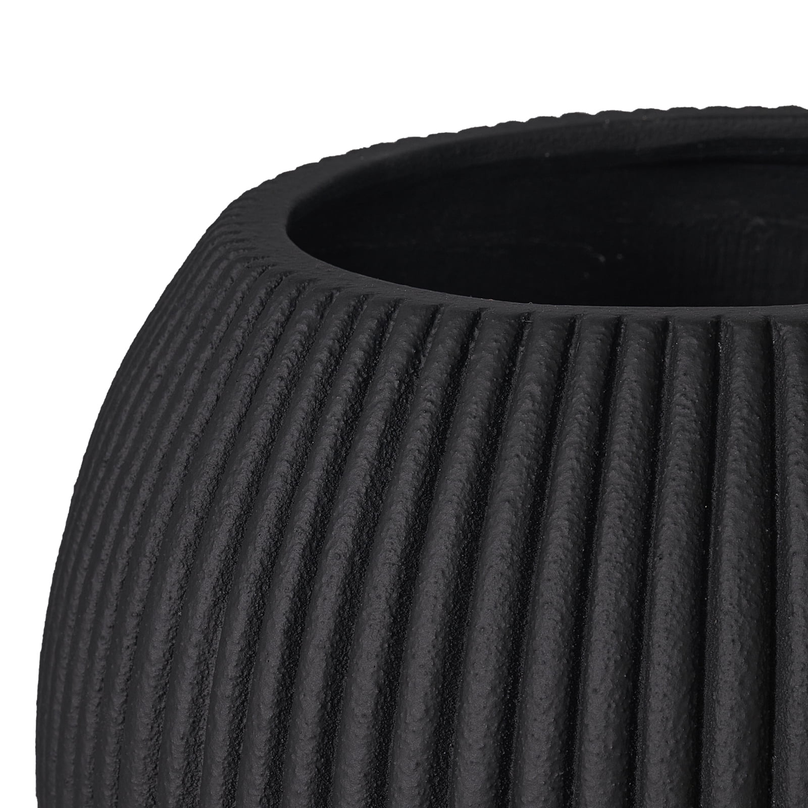 TerraDeco 16 Inch Handmade Concrete Outdoor Planter - Classic Striped Design | Fiberglass & Composite Material | Durable for Commercial & Home Decor