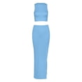 thumbnail image 4 of XIAOCHA Women's Two-Piece Skirt Set Sleeveless Crew-Neck High-Slit Summer Club Midi Suit, 4 of 5