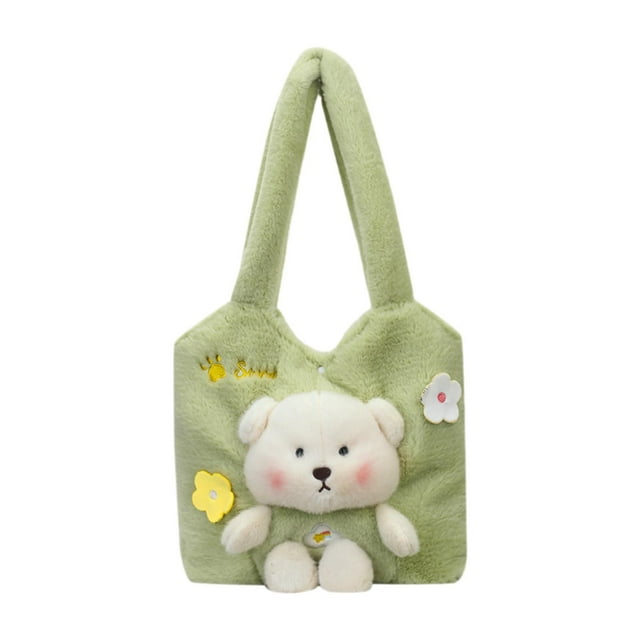 Bolso de hombro para mujer, informal, divertido, tipo hobo, de gran capacidad, ligero, con dibujos animados Verde