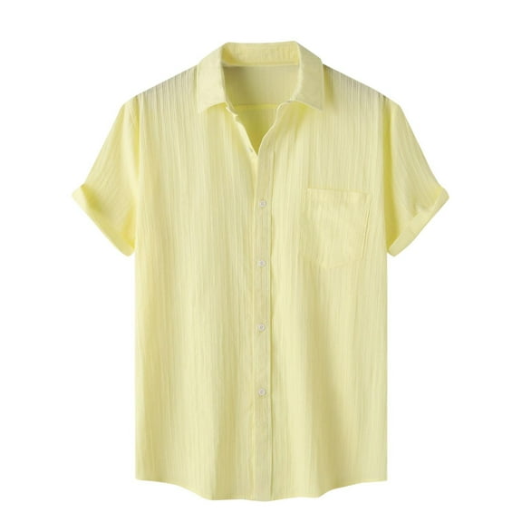 Tungbrin Mens Short Sleeve Button down Shirts Summer Lightweight Casual Collared Tops Big and Talls Shirt with Pocket