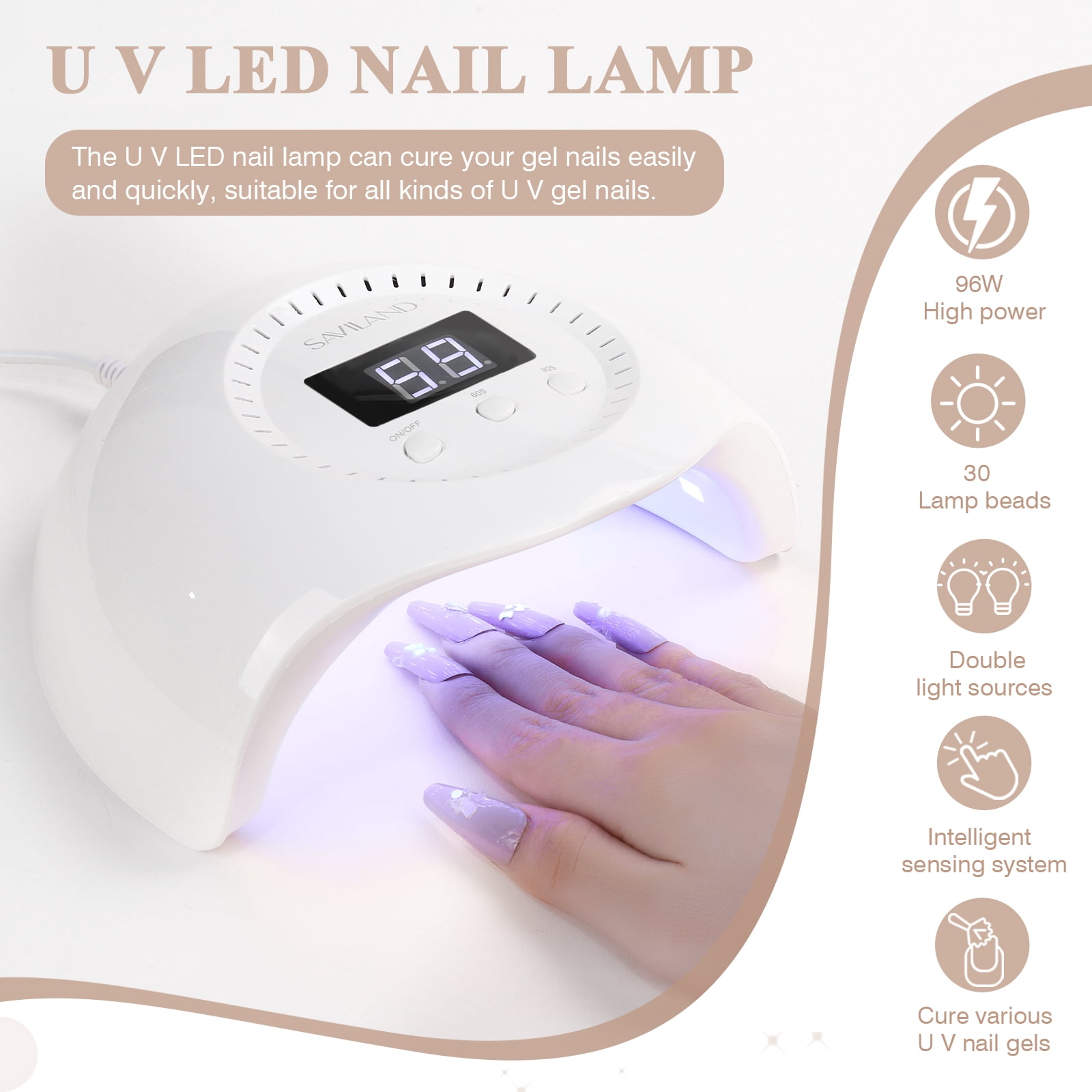 Saviland Poly Gel Nail Kit: 8 Colors Glitter Gel Nail Extensions White Black Silver with 96W UV Nail Lamp, Base & Top Gel and Nail Tools, Complete All in One Manicure Beginner Kit