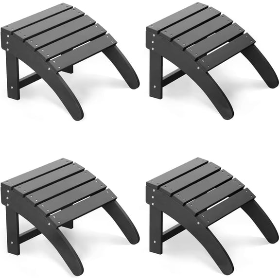 Senfot Adirondack Ottoman Foot Rest HDPE Resin Weather Resistant Outdoor Footstool for Patio Porch Pool Lawn Backyard Easy Assembly Gray 4pcs
