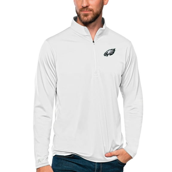 Men's Antigua White Philadelphia Eagles Tribute Quarter-Zip Lightweight Pullover Top