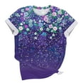 thumbnail image 4 of Jsaierl Tops for Women Short Sleeve Summer Elegant Shirts Round Neck Flowy Ladies Blouses Boho Floral Graphic Tshirts Top Plus Size S-5XL, 4 of 5