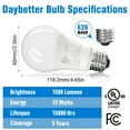 thumbnail image 2 of DAYBETTER A19 LED Light Bulbs, 100W Equivalent,5000K Daylight, 15W 1500 Lumens,E26 Standard Base,UL Listed,Lighting for Bedroom Living Room Home Office,12 Pack, 2 of 6
