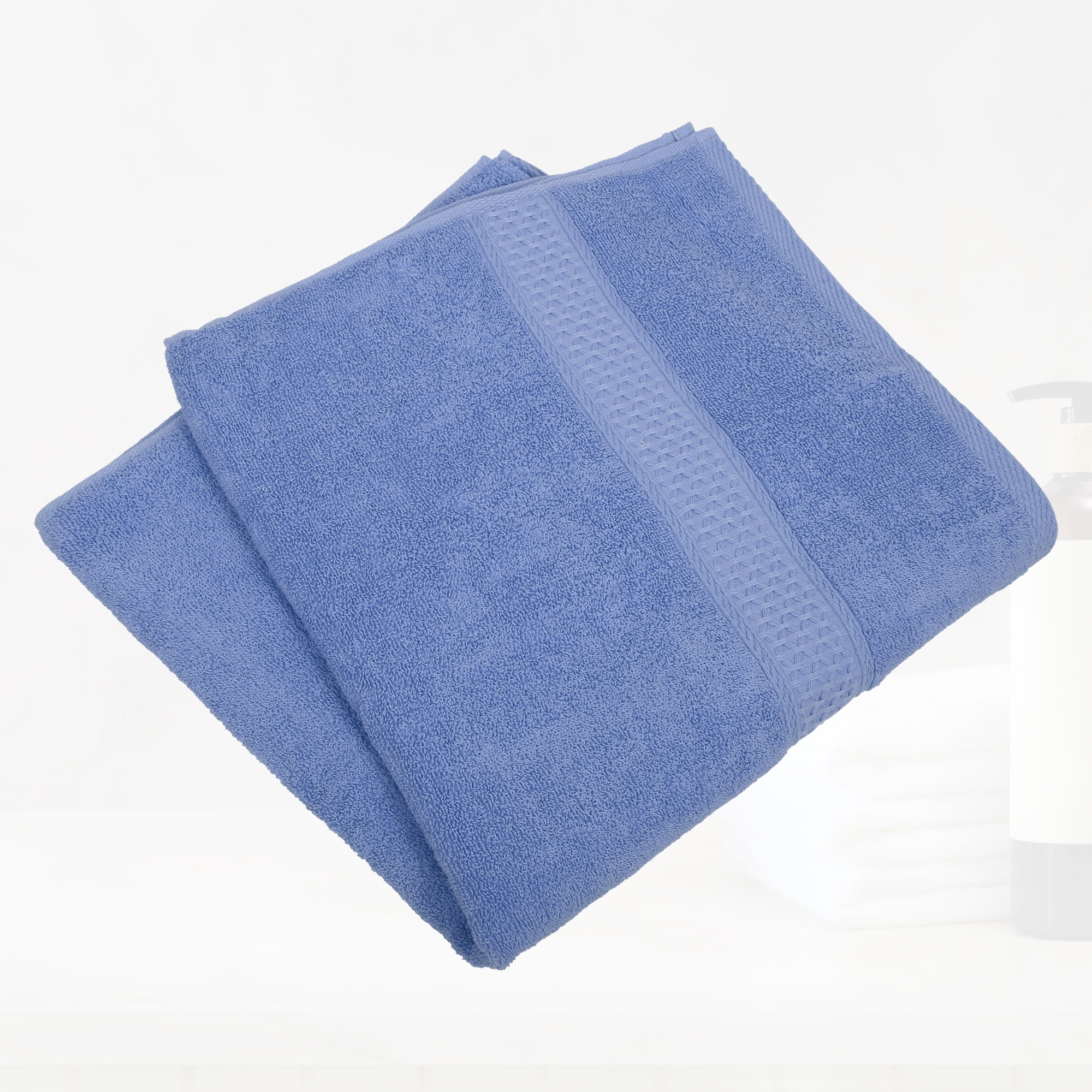 Unique Bargains 3 Pcs Cotton Bath Towel Plain Soft Absorbent Cotton Purple
