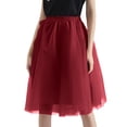 thumbnail image 3 of CIENVNSTG Women Flowy Skirts A Line High Waisted Knee Length Layered Party Midi Skirt Plus Size Tulle Dress Fashion Outfits Red_003 2XL, 3 of 4