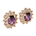 thumbnail image 7 of Yoursfs Amethyst Clip on Earrings for Women Gold Plated Vintage Purple Stone Austria Crystal CZ Halo Earrings Clips Non Pierced Ears Trendy Jewelry Gifts, 7 of 7
