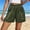 Army Green, variant on JUSLIO Women's Shorts,Elastic Waist with Pockets High Waist Mid-Length Shorts,Cotton,Light Blue,Size S
