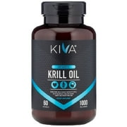 Kiva Antarctic Krill Oil (HIGH PURITY) 1000mg with Astaxanthin, Omega 3, DHA, EPA, Heavy Metal Tested (60 Softgels)