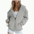 thumbnail image 2 of ORT Womens Zip Up Hoodies Loose fit Sweatshirt Casual Long Sleeve Shirts for Women Pullover Tops With Pocket(Grey,L), 2 of 5