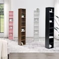 thumbnail image 7 of 8-Tier Media Tower Rack, CD DVD Slim Storage Cabinet with Adjustable Shelves, Tall Narrow Bookcase Display Bookshelf for Home Office, Multi-Functional Double-Decker Bookcase, Pink, 7 of 7