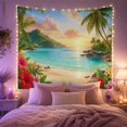 thumbnail image 2 of Tropical Sunset Beach With Hibiscus and Islands, Peaceful Coastal Style for Beach Lovers, Island Wall Art, Housewarming Gift, Tapestry Wall Hanging for Bedroom and Living Room, 2 of 7
