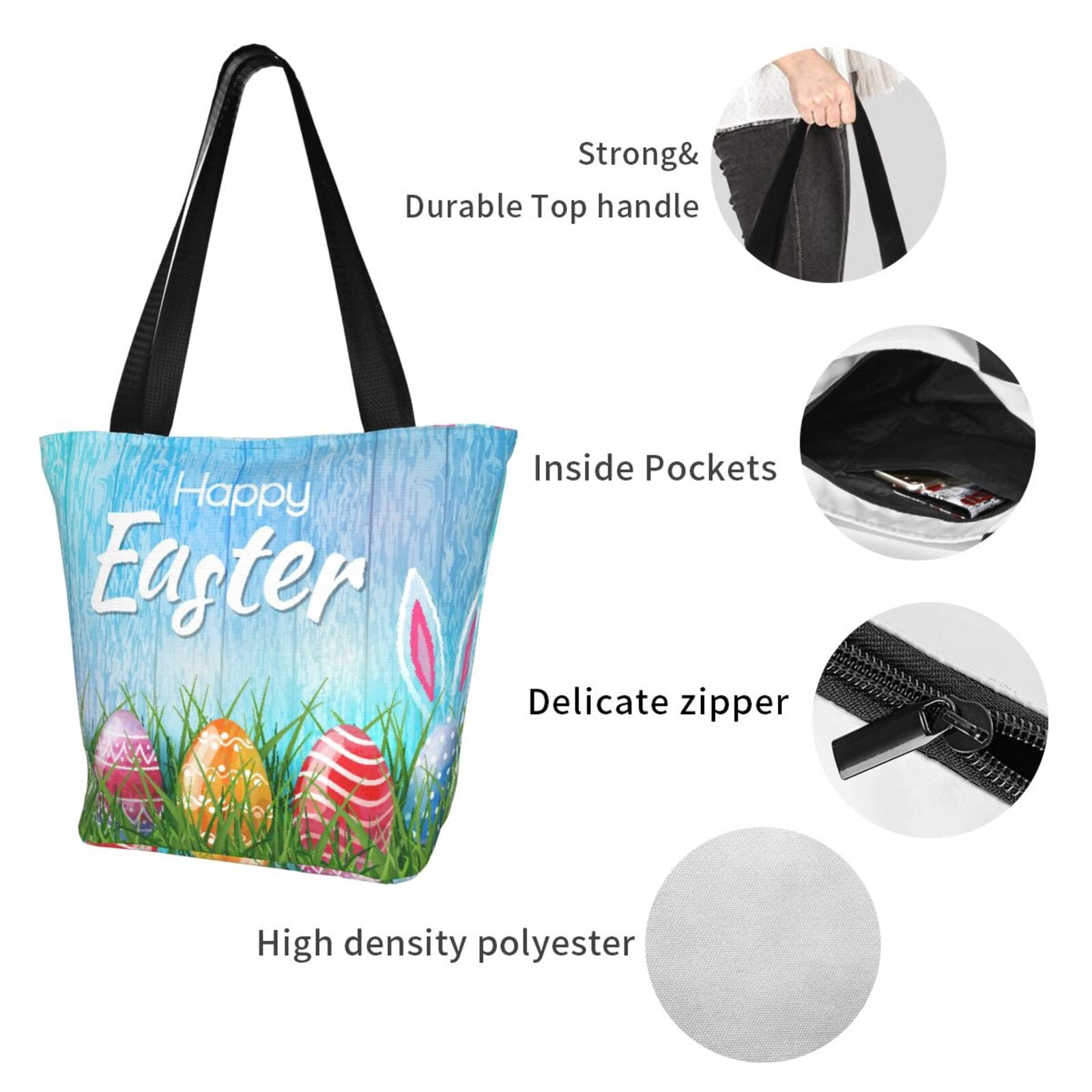 Ratiio Happy Easter Print Shoulder Bag for Women, Polyester Crossbody Purse Lightweight Handbag for Daily Travel and Casual Use