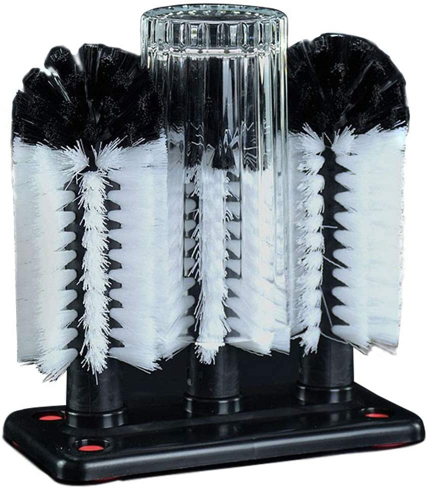 Water Bottle Cleaning Brush Glass Cup Washer with Suction Base 3 Head Bristle Brush for Beer Cup, Long Leg Cup, Red Wine Glass & More Bar Kitchen Sink Home Tools