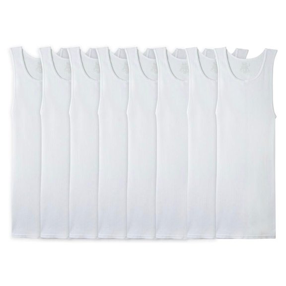 Camiseta Fruit of the Loom para Hombre, Interior Atlética Super Value Blanca Talla CH 8 Piezas
