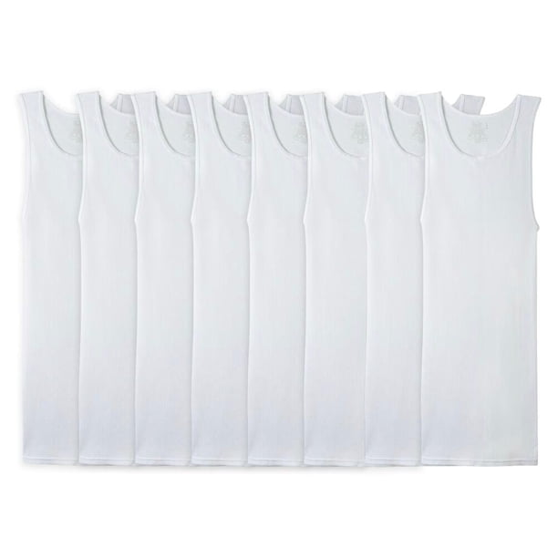 Camiseta Fruit of the Loom para Hombre, Interior Atlética Super Value Blanca Talla CH 8 Piezas