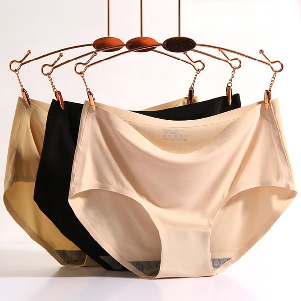 6 piezas de ropa interior de seda de hielo para mujer, sin costuras, elegante, de cintura media, transpirable, elástica, bragas para mujer Mash Up