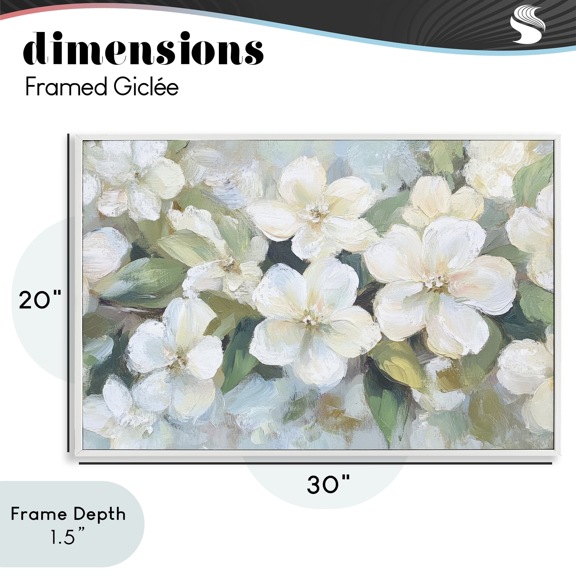 Stupell Industries Painted White Flowers in Leaves White Framed Giclee Art, design by Petal Prints Design