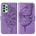 thumbnail image 3 of Allytech Case for Samsung Galaxy A53 5G,Shockproof Butterfly & Flower Embossed Pattern PU Leather Wallet Case with Card Slots Magnetic Flip Kickstand Phone Cover with Wrist Strap,Lightpurple, 3 of 7