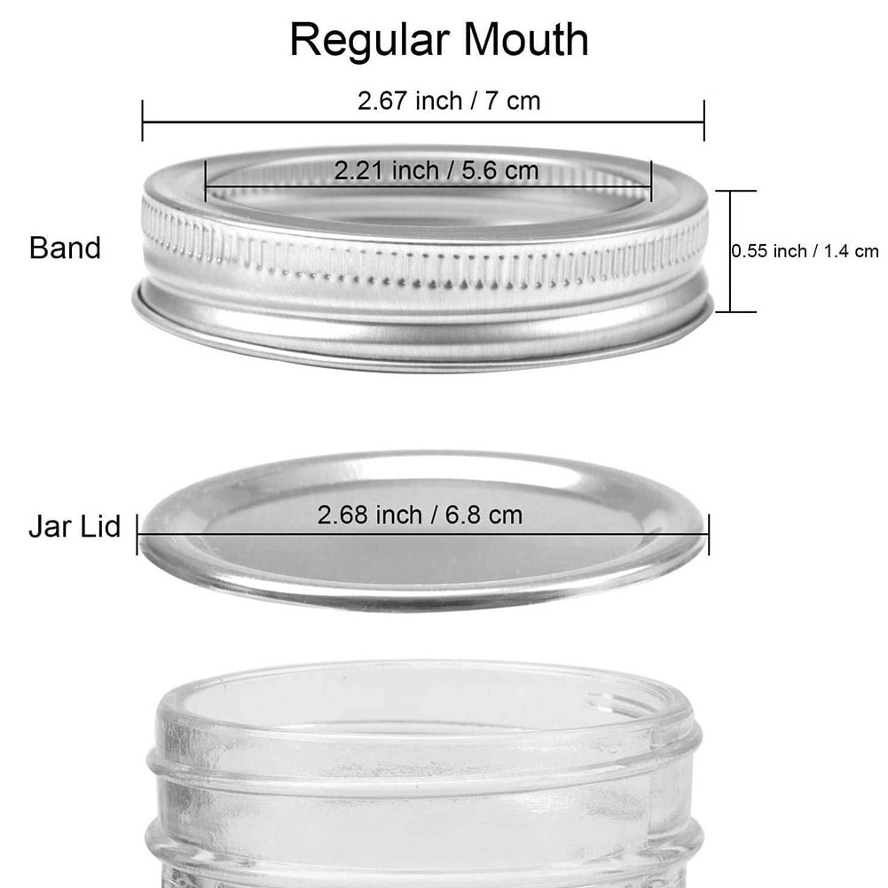 60 PCS Regular Mouth Canning Lids & Bands CAMTOA Split-Type Metal Mason Jar Lids for Canning 30 Count Lids + 30 Count Bands Silver Reusable Leak Proof and Secure Storage Caps with Seals Rings 