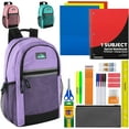 thumbnail image 6 of 12 Pack of Bulk Wholesale 18”L Classic Assorted Color Backpacks with 30 Piece Stationary Kits Containing 1 Notebook, 3 Folders, 5 Pencils, 5 Pens, 3 Erasers & More in Female Colors Pack, 6 of 13