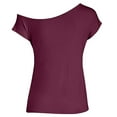 thumbnail image 5 of SELONE Off the Shoulder Tops for Women Workout Shirts for Women Casual Off the Shoulder Short Sleeve Cold Shoulder Loose Fit T Shirts Summer Blouse Shirt Fashion Beach Classy Y2K Soft Basic Wine M, 5 of 8