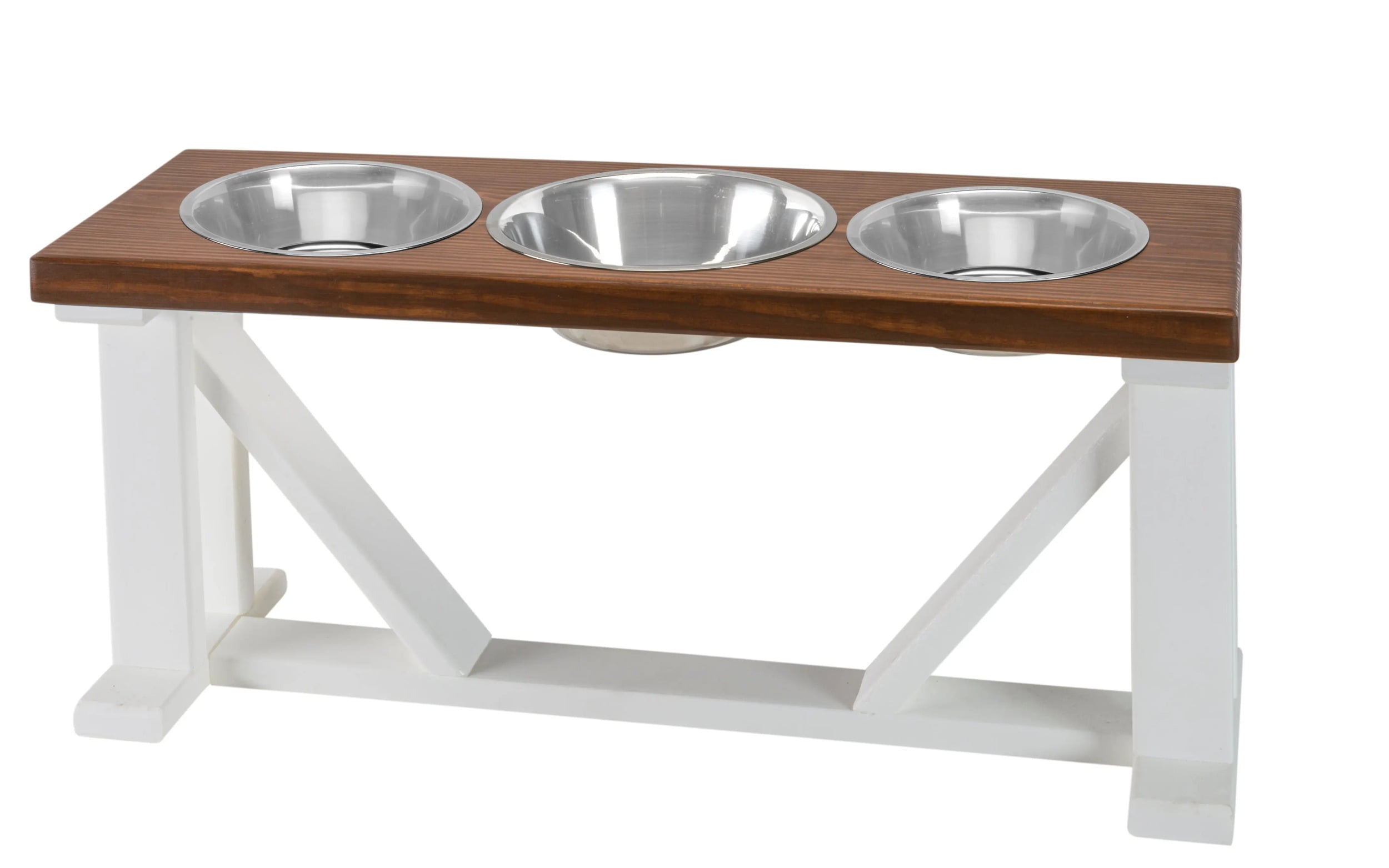 Bearwood Essentials Elevate Your Pet's Dining Experience with 3-Bowl Farmhouse-Style Dog Feeder