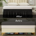 thumbnail image 5 of UniVerse Wrap Around Bed Skirt Three Fabric Sides Elastic Dust Ruffled 14 Inch Tailored Drop,Easy to Install Fade Resistant-Black, Twin/Full, 5 of 12