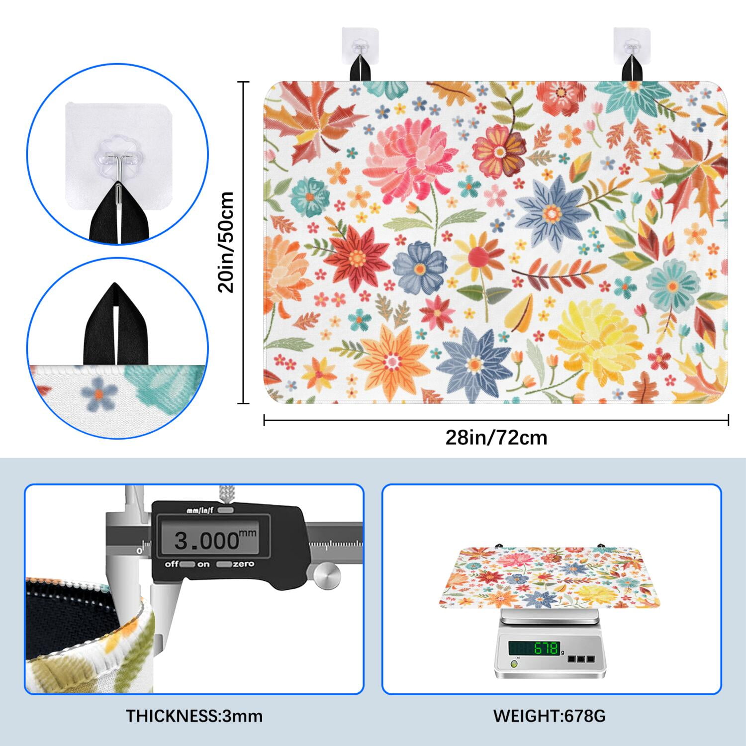 Floral Stove Top Covers for Electric Stove, Cactus and Succulent Stove Top Cover Protector, Thick Induction Cooktop Protector, Heat Resistant Range Ceramic Stove Top Covers Mat, Dish Drying Mat
