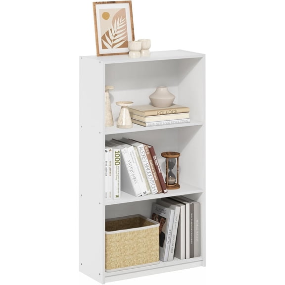 Basic Book Shelf, 3-Tier Modern Bookshelf, Bookcase with Open Shelves, 9.3 x 21.8 x 39.5, for Living Room, Bedroom, Home Office, White