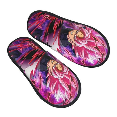 

Dragonball Black Goku Rose Mens Clog Furry Slippers Indoor House Shoes