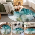 thumbnail image 5 of Round Area Rug 5 Ft, Teal Turquoise Washable Non-Slip Circle Carpet for Living Room/Bedroom, Modern Abstract Minimalism Ombre Art Low-Profile Runner Mats Collection Rugs for Indoor, 5 of 7