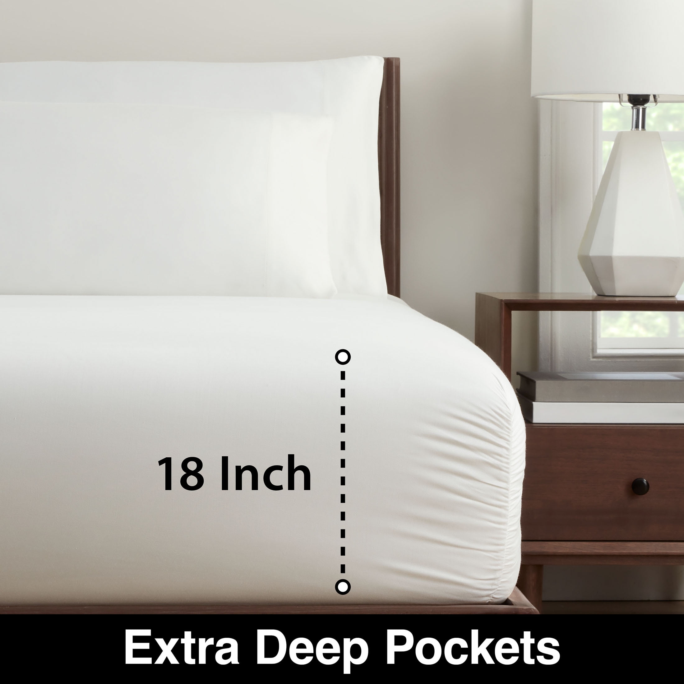 Allswell Soft & Silky 4-Piece 300 Thread Count Rayon Derived from Bamboo Sateen Sheet Set, Queen, Bleached Linen