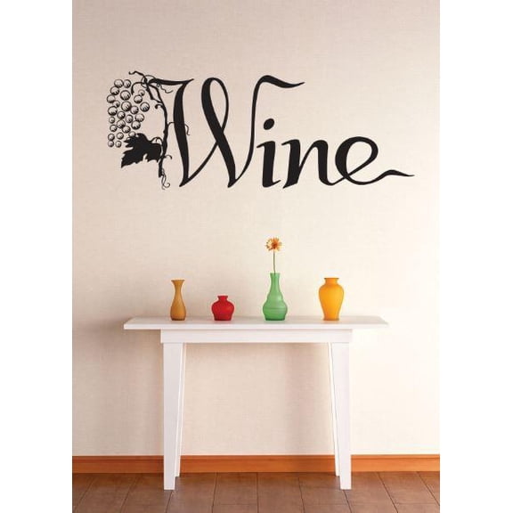 Vinyl Wall Decal Sticker : Wine Grapevine Kitchen Dining Image Quote Bedroom Bathroom Living Room Picture Art Peel & Stick Mural Size: 20 Inches X 40 Inches -